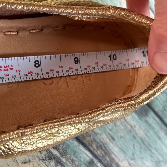 TIEKS Golden Glitz Ballet Flat Womens 12 Metallic Crackled Gold Leather Handmade - Picture 8 of 10